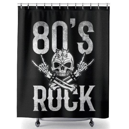80S Rock And Roll Distressed Music Guitar Band Shower Curtains