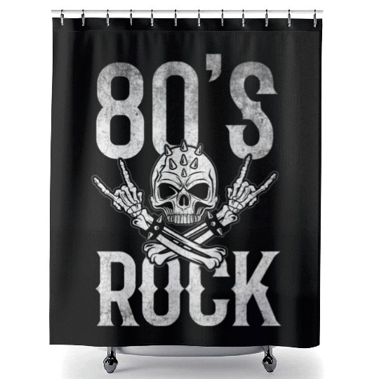 80S Rock And Roll Distressed Music Guitar Band Shower Curtains