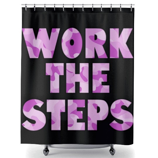 Work the Steps purple camo Shower Curtains