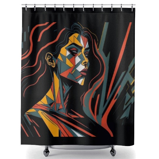 Feminine Character Cubism Shower Curtains