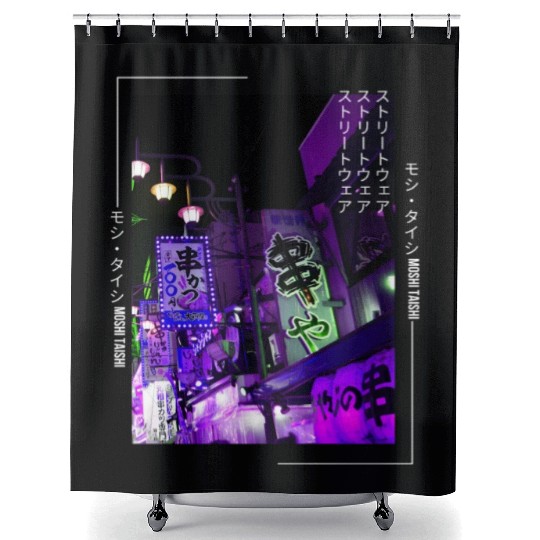 Japanese Cyberpunk Tokyo Streetwear Aesthetic Shower Curtains