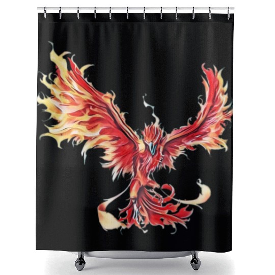 Phoenix From The Ashes Mythical Fire Bird Phoenix Shower Curtains