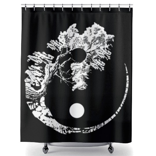 Bonsai Tree Print Zen rit Yin Yang Japanese Shower Curtains