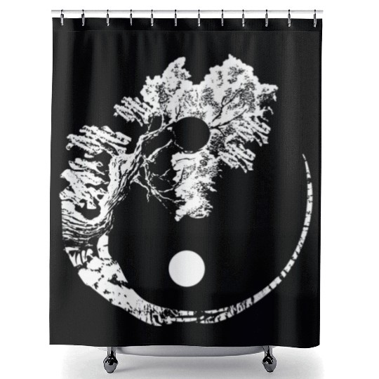 Bonsai Tree Print Zen rit Yin Yang Japanese Shower Curtains