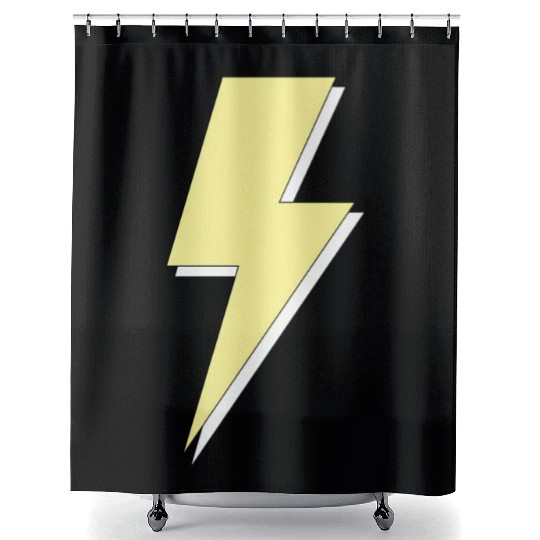 Aesthetic Pastel Yellow Lightning Bolt Shower Curtains