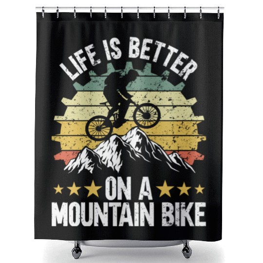 Life On A Mountain Bike Shower Curtains