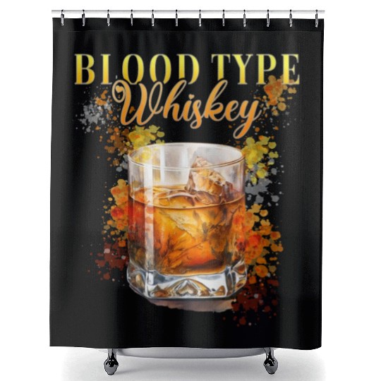 Blood Type Whiskey Cocktail Bartender Shower Curtains