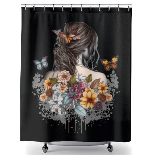 Butterfly Girl Lady of Butterflies Shower Curtains