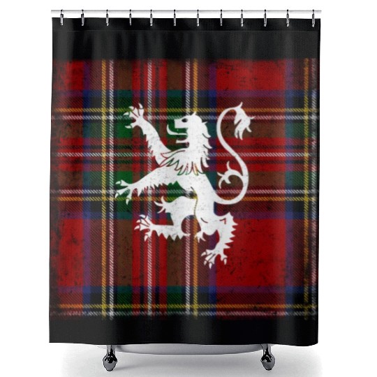 Scottish Tartan Red Plaid Scotland Lion Royal Shower Curtains