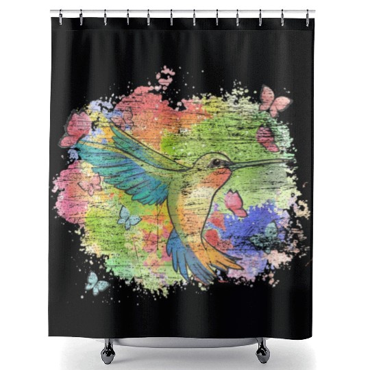 Beautiful Bird Animal Colorful Hummingbird Shower Curtains