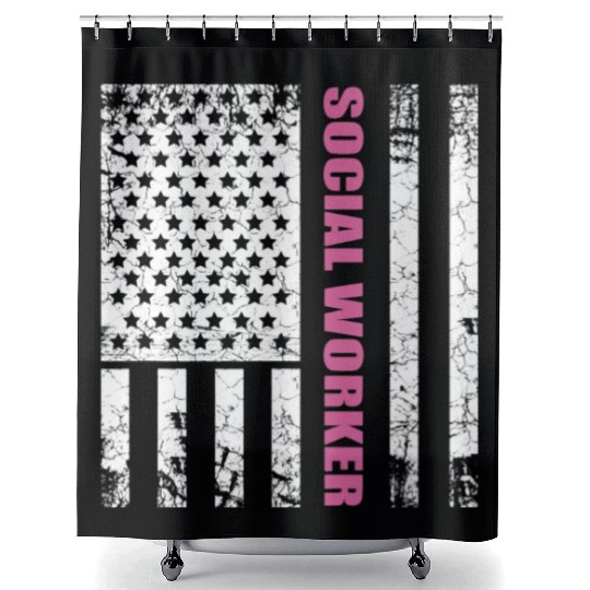 Social Worker US Flag USA Stars and Stripes Shower Curtains