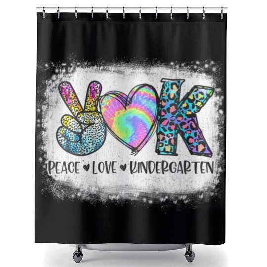 Peace Love Kindergarten Teacher Appreciation Shower Curtains