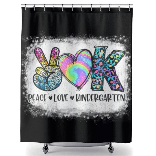 Peace Love Kindergarten Teacher Appreciation Shower Curtains