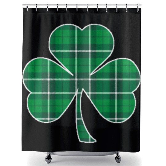 St Patric Day Irish Green Buffalo Plaid Shamrock Shower Curtains