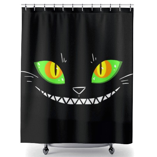 Creepy Cat Face Shower Curtains