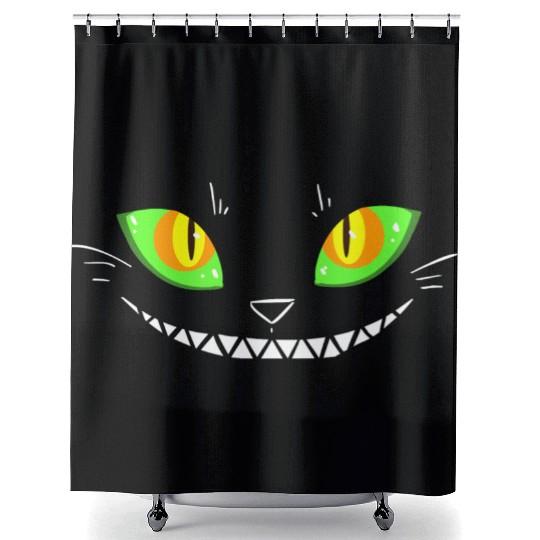 Creepy Cat Face Shower Curtains