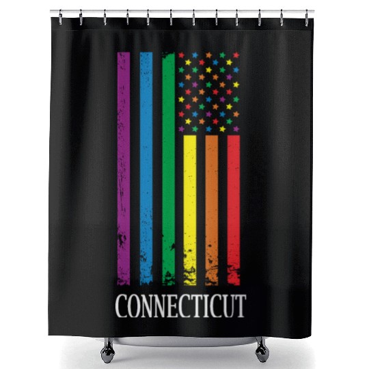 Connecticut Pride Month Pride Flag LGBT Community Shower Curtains