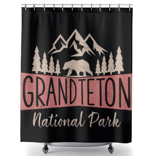 Vintage Grand Teton National Park Us Mountains Shower Curtains