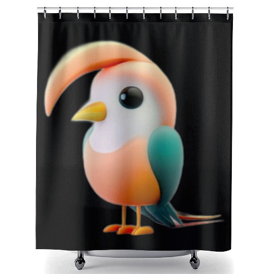 Cute Bird of Paradise 3D Render Shower Curtains