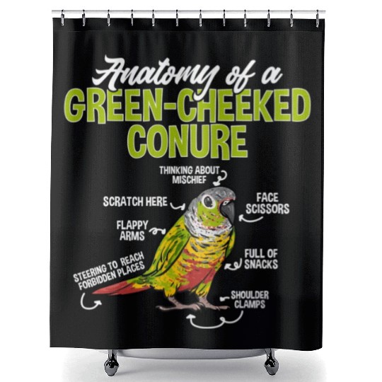 Green Cheek Conure Parrot Anatomy Of A Shower Curtains