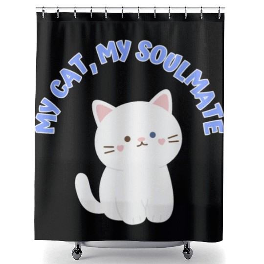 My Cat, My Soulmate, Cute Shower Curtains