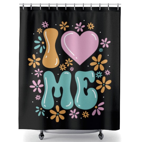 I Love Me Balloon Heart Decor Flower Floral Shower Curtains