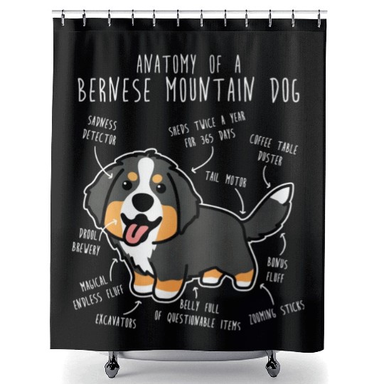 Bernese Mountain Dog Anatomy Shower Curtains