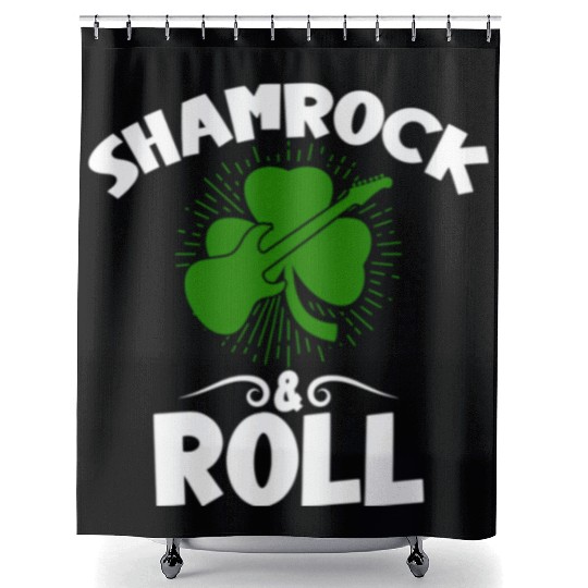 Shamrock Rock And Roll Guitar St Patrick'S Day Shower Curtains
