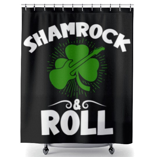 Shamrock Rock And Roll Guitar St Patrick'S Day Shower Curtains