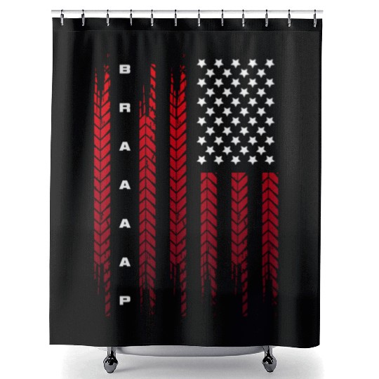 American Flag Motocross Motocross Dirt Shower Curtains