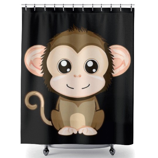 Cute, Joyful Monkey - Kawaii Style Shower Curtains