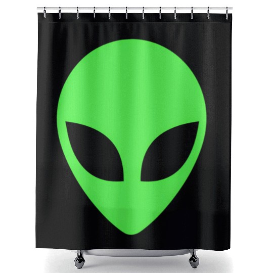Green Alien Head 90S Style Shower Curtains