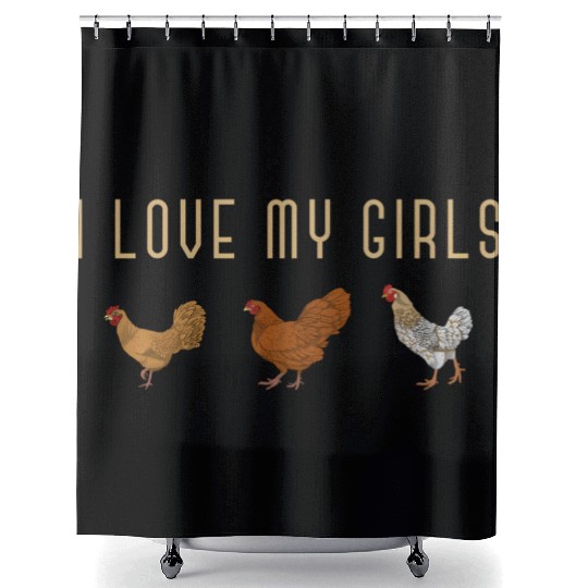 I Love My Hen Farm Animal Farmer Bird Chicken Shower Curtains