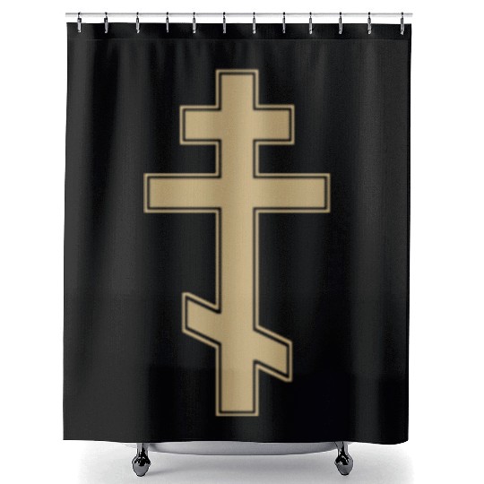 Russian Orthodox Cross Slavo Byzantine Cross Shower Curtains