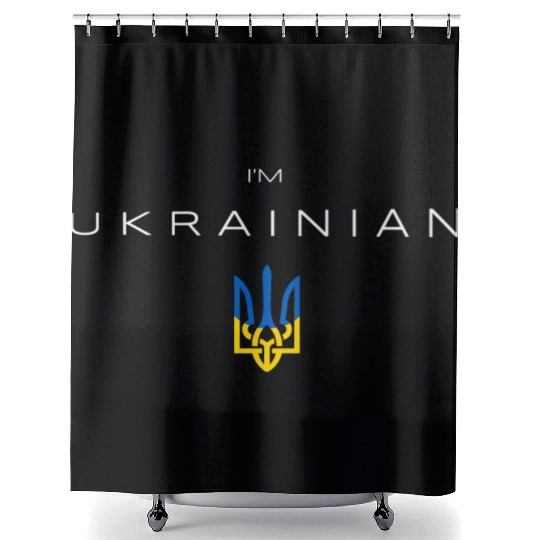 I am Ukrainian - I am from Ukraine Trident Flag Shower Curtains