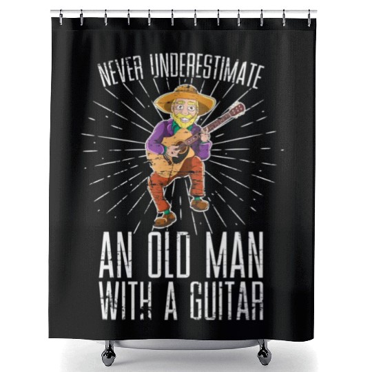 Retired Guitarist Guitar Player Retirement Guitar Shower Curtains