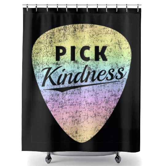 Pastel Rainbow Guitar Pick Pun Anti-Bullying Pick Shower Curtains