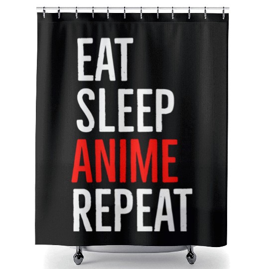 Eat Sleep Anime Repeat Shower Curtains