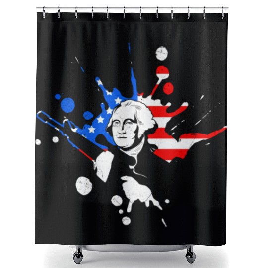 Merica George Washington Independence Day Shower Curtains