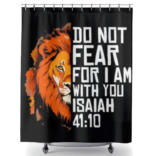Christian Religious Bible Verse Sayings Lion Fear Shower Curtains