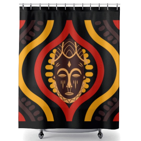 Gothic Mystic African Mask Shower Curtains Design