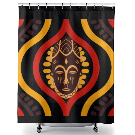 Gothic Mystic African Mask Shower Curtains Design