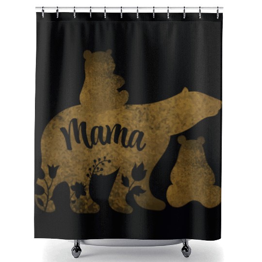 Mama Bear With 2 Cubs Mom of Two Shower Curtains