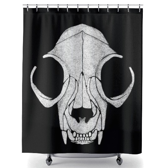Cat Skull Pointillism Shower Curtains