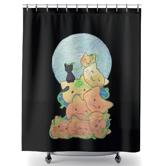 Cat Pumpkin Pile Shower Curtains