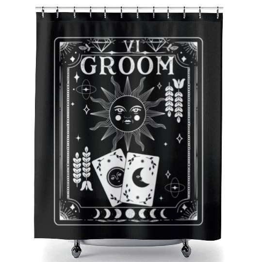 Gothic Witchy Coven Tarot Halloween Groom Shower Curtains