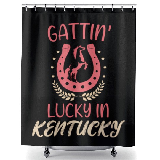 Gattinâ€™ Lucky In Kentucky Horse Racing Derby Shower Curtains