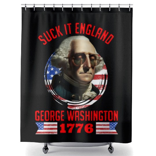 George Washington 1776 Suck it England USA Shower Curtains