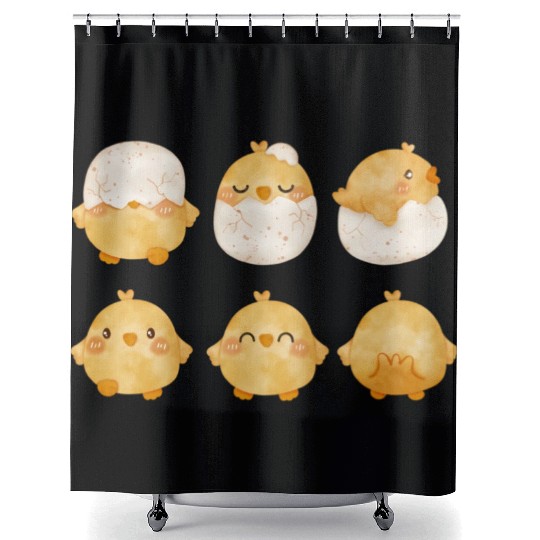 Baby Chic Ching From Eggs Little Chickens Shower Curtains