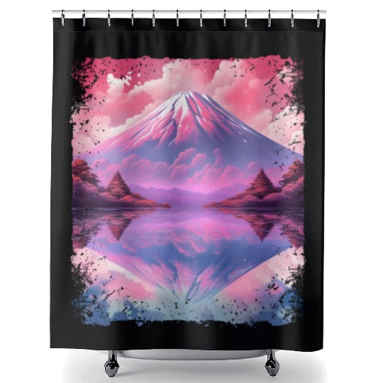Aesthetic Vaporwave Volcano Japan Sight Mount Fuji Shower Curtains